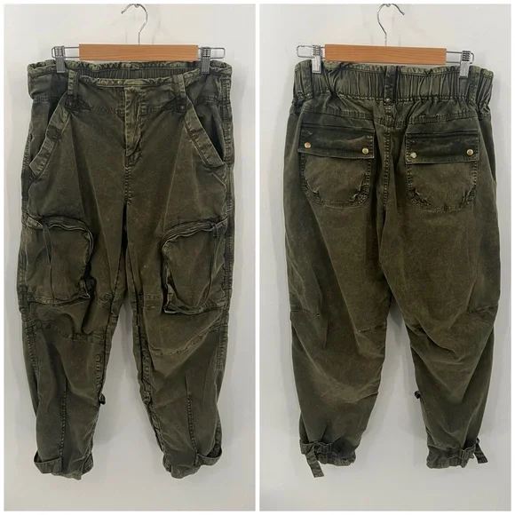 Free People Can’t Compare Slouch Pants Olive Cargo Pants - Picture 2 of 14